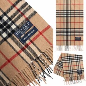 Lochmere Camel Thomson 100% Cashmere Scarf Nova Check Burberry colors Unisex